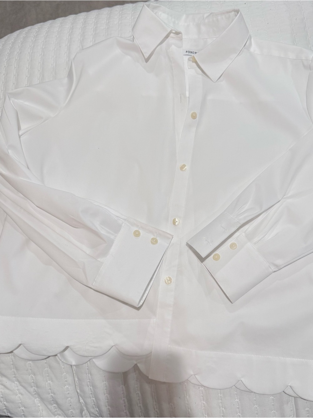 Foxcroft White Scarlett Long-Sleeve Blouse Size Large NWOT